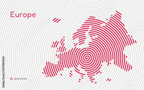Creative circle map of Europe. Spiral fingerprint series	