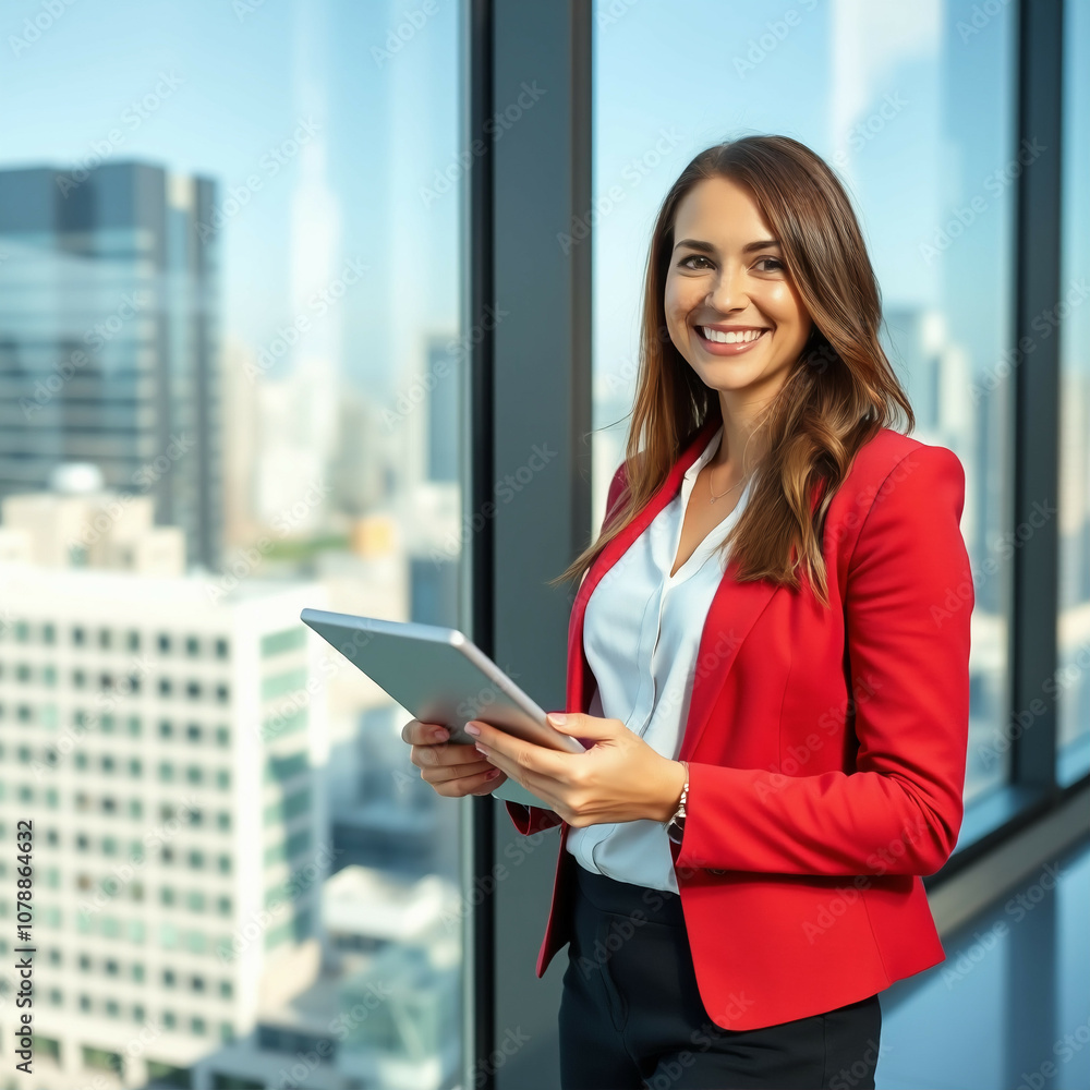 Businesswoman tenant un outil technologique
