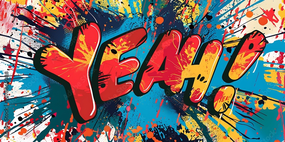 Obraz premium Yeah Comic book style word on abstract background.