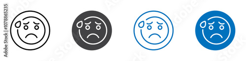 Anxious emoji icon Logo sign in thin line outline