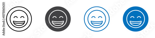 Beaming emoji icon Logo sign in thin line outline