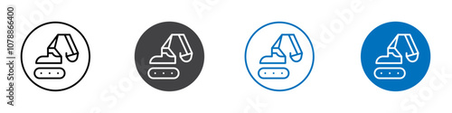 Bulldozer icon Logo sign in thin line outline