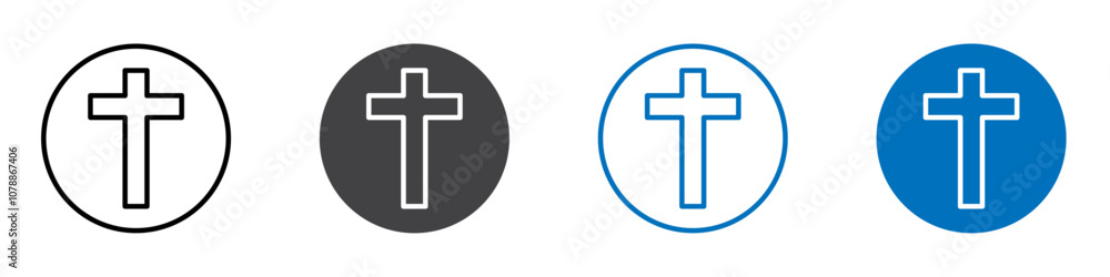 Christianity sign icon Logo sign in thin line outline Christianity sign icon Logo sign in thin line outline