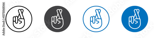 Crossed fingers icon Logo sign in thin line outline