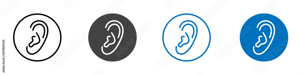 Ear icon Logo sign in thin line outline