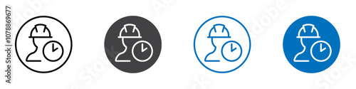 Engineer time schedule icon Logo sign in thin line outline