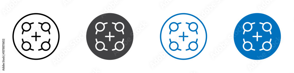 Four round point connection icon Logo sign in thin line outline Four round point connection icon Logo sign in thin line outline