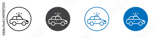 Police car icon Logo sign in thin line outline