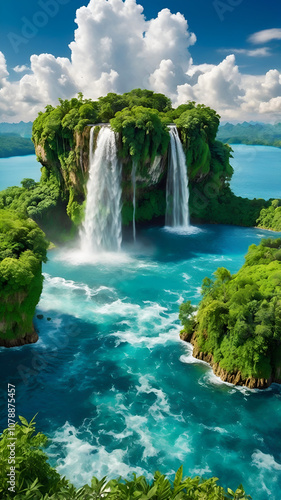 A beautiful waterfall in the jungle