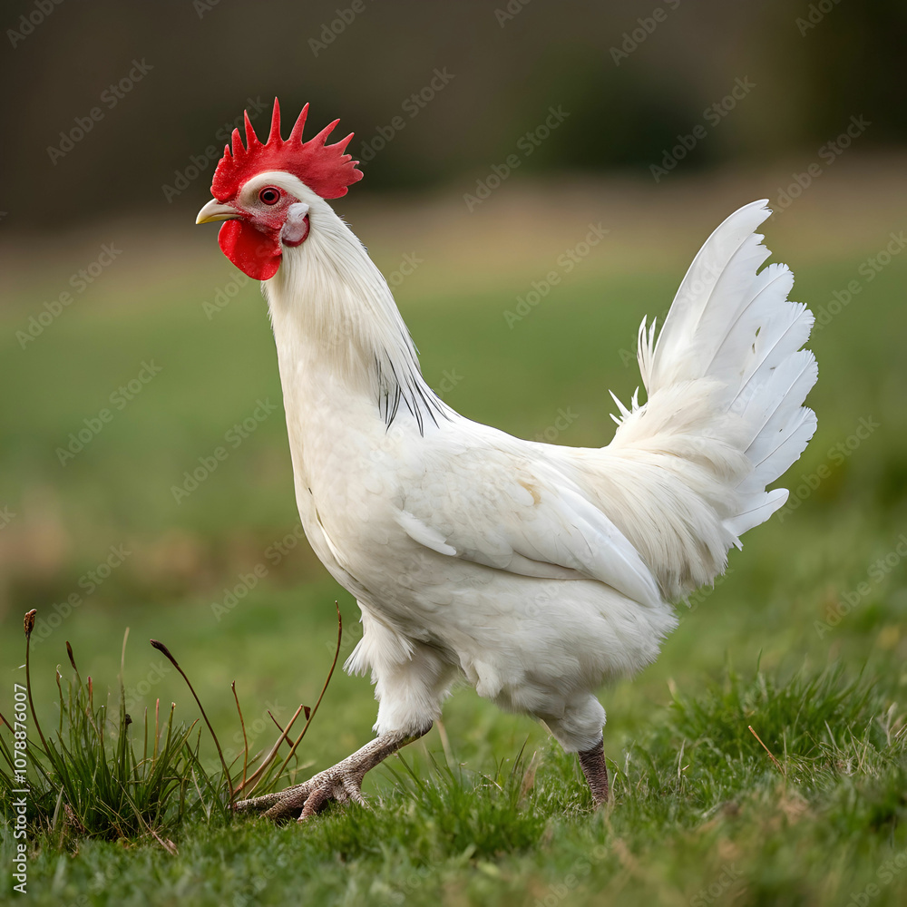 Fototapeta premium Chicken breeds vary widely in size, color, and purpose, from egg-laying to meat production.