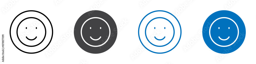 Fototapeta premium Smiling face icon Logo sign in thin line outline