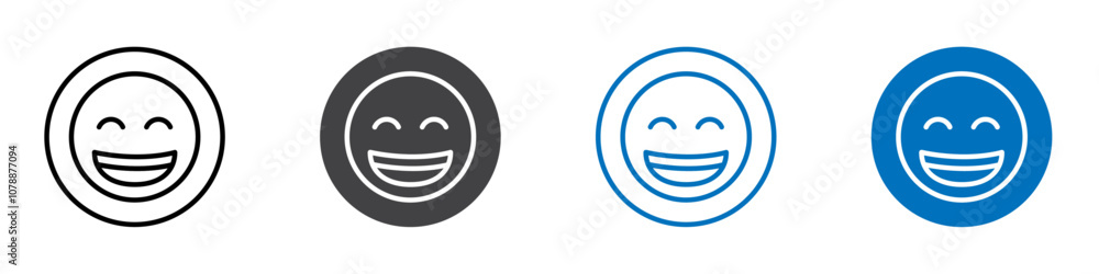 Smiling with closed eyes emoji icon Logo sign in thin line outline Smiling with closed eyes emoji icon Logo sign in thin line outline