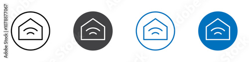 smart home icon Logo sign in thin line outline