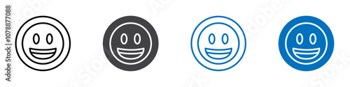 Smiling emoji icon Logo sign in thin line outline