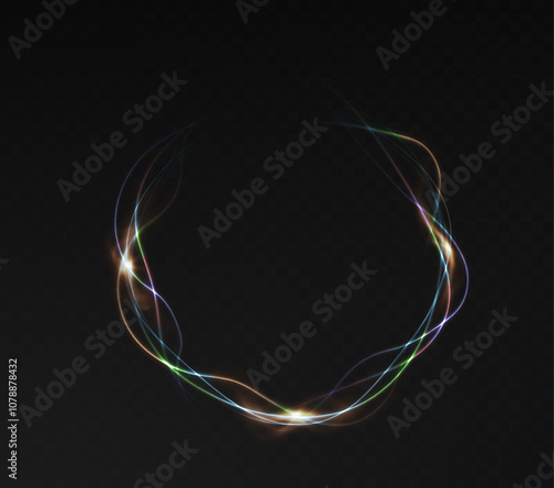 Neon abstract frames electrical charges, lightning. energy flashes isolated against a dark background.