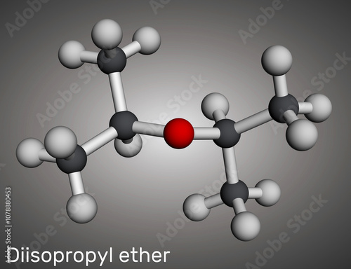 Diisopropyl ether molecule. Molecular model. 3D rendering