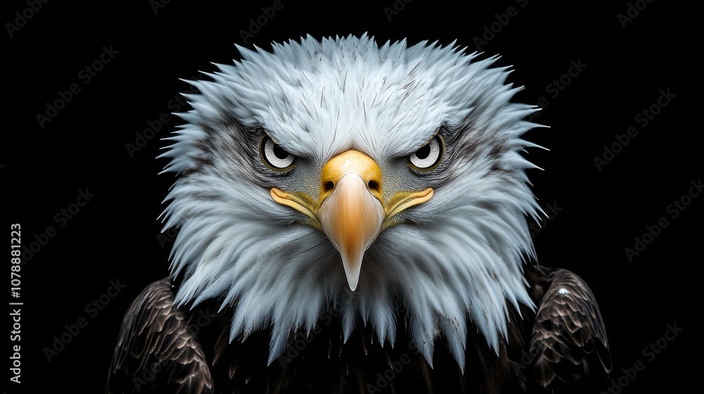 Majestic Bald Eagle Close-Up: Sharp Eyes and Feathered Head Majestic Bald Eagle Close-Up: Sharp Eyes and Feathered Head
