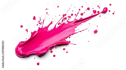 Bright pink paint splash on white isolated background. photo