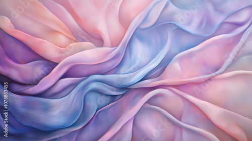 Ethereal waves of fabric in soft pastel iridescence. Pastel. Illustration