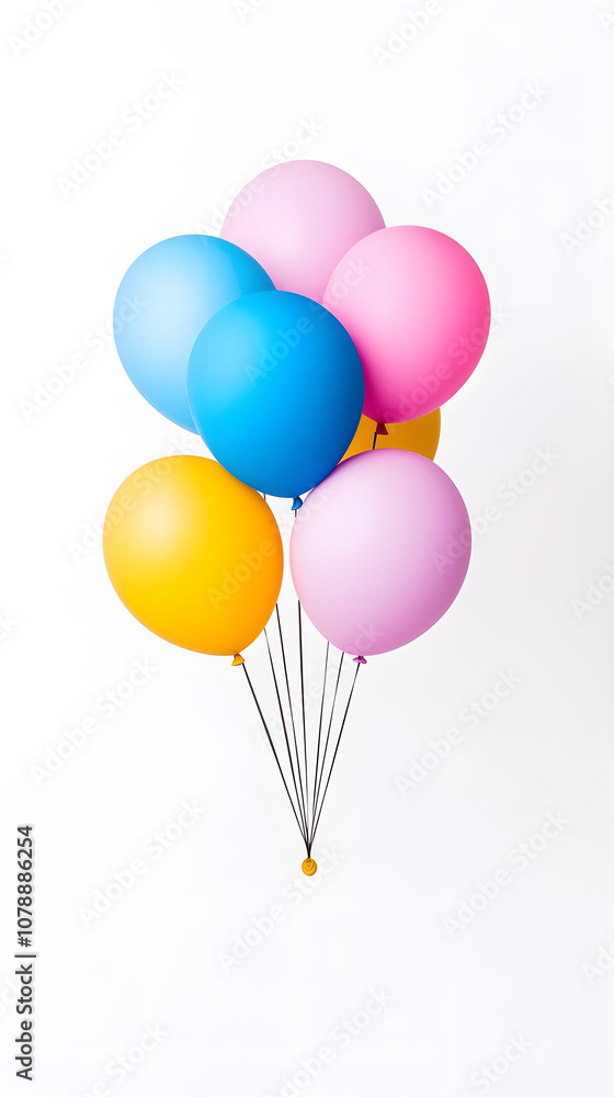 3d cartoon flying bunch of balloons isolated on white 3d cartoon flying bunch of balloons isolated on white