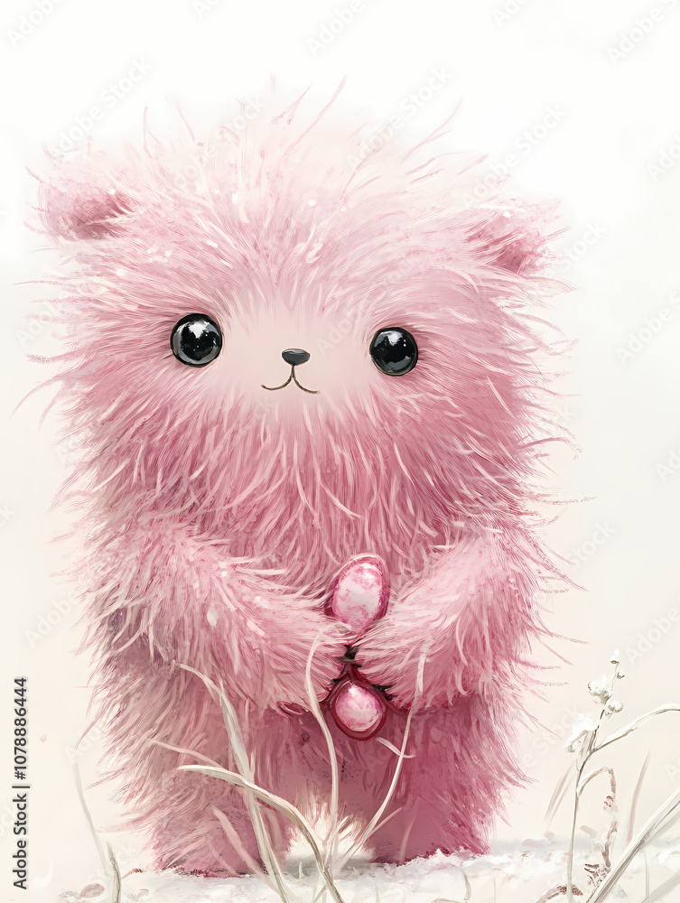 Cute Anime Manga Girl with Fluffy Toy Illustration Cute Anime Manga Girl with Fluffy Toy Illustration