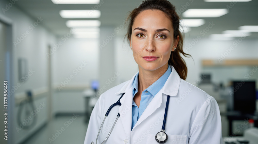 Professional Doctor Portrait in Modern Office Environment with Stethoscope - Ideal for Medical and Healthcare Content Professional Doctor Portrait in Modern Office Environment with Stethoscope - Ideal for Medical and Healthcare Content