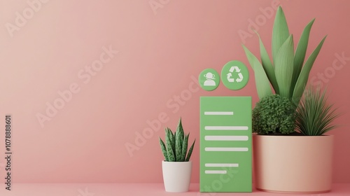 Eco-Friendly Sustainability Report with Recycling Symbols and Natural Elements