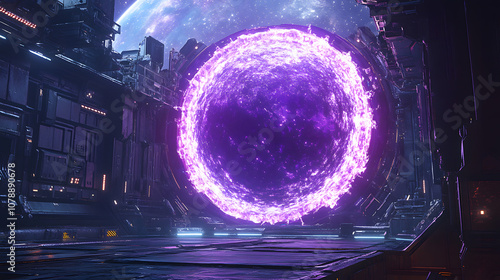 Fototapeta Naklejka Na Ścianę i Meble -  Cosmic Tekken tournament, holographic fighting rings, weightless combo moves, galactic core view, vintage space station decor