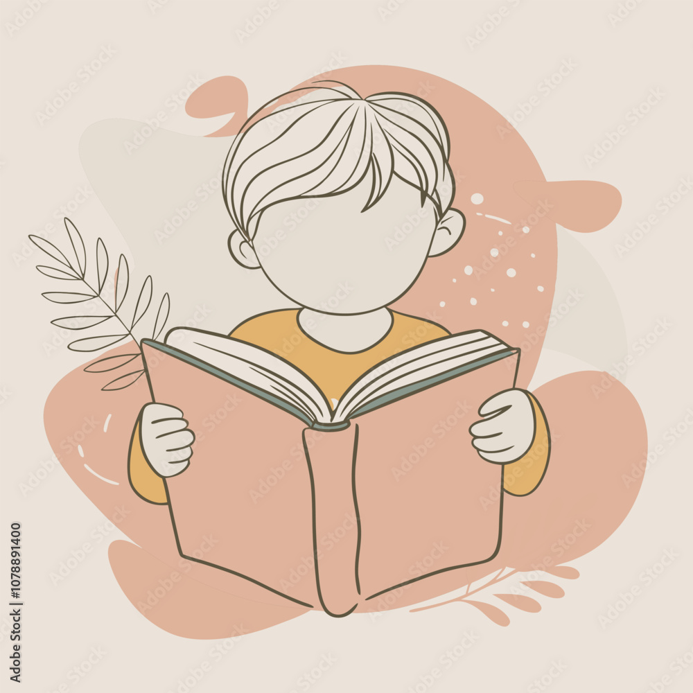 Child Reading a Book Vector Illustration for Educational and Storytelling Designs Perfect for Kids Projects Child Reading a Book Vector Illustration for Educational and Storytelling Designs Perfect for Kids Projects