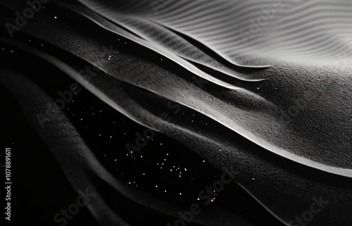 Grainy texture adds depth to the monochrome palette.
