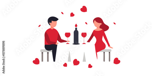 A cozy, intimate dinner scene with two people at a table in a dimly lit restaurant.