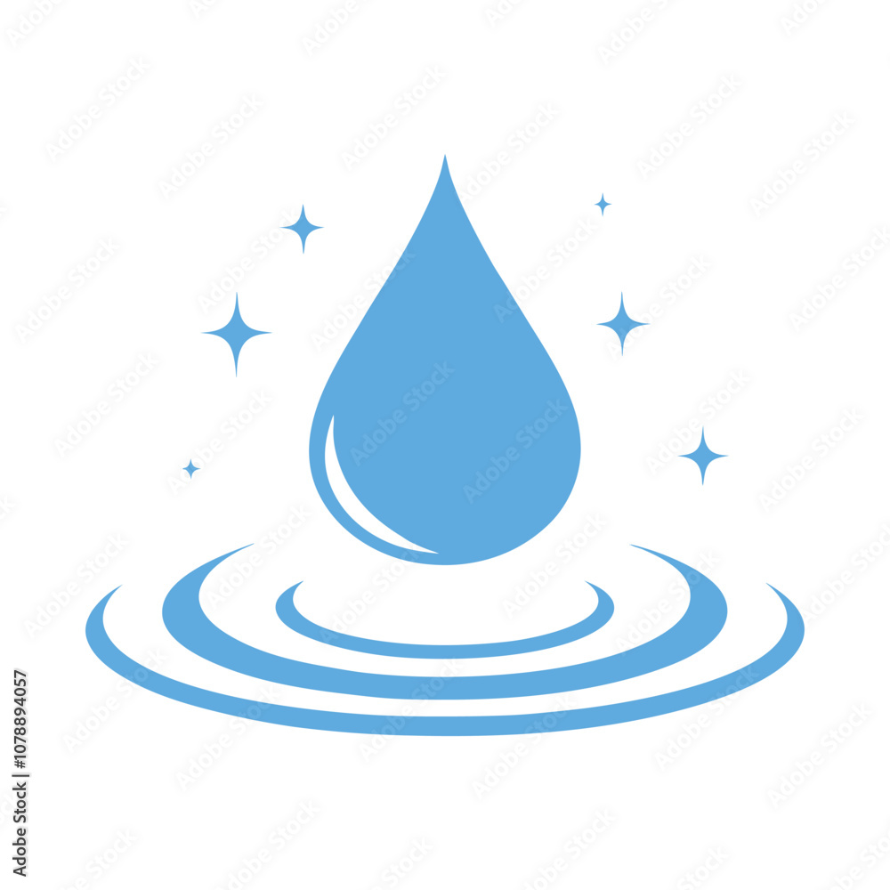 Water Droplet Icon with Ripples Vector Illustration. Water Droplet Icon with Ripples Vector Illustration.