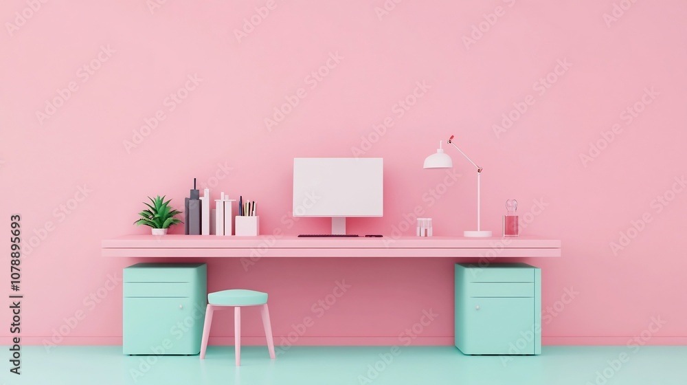 Fototapeta premium Organized Medical Laboratory Workspace with Clean and Aesthetic Equipment Layout