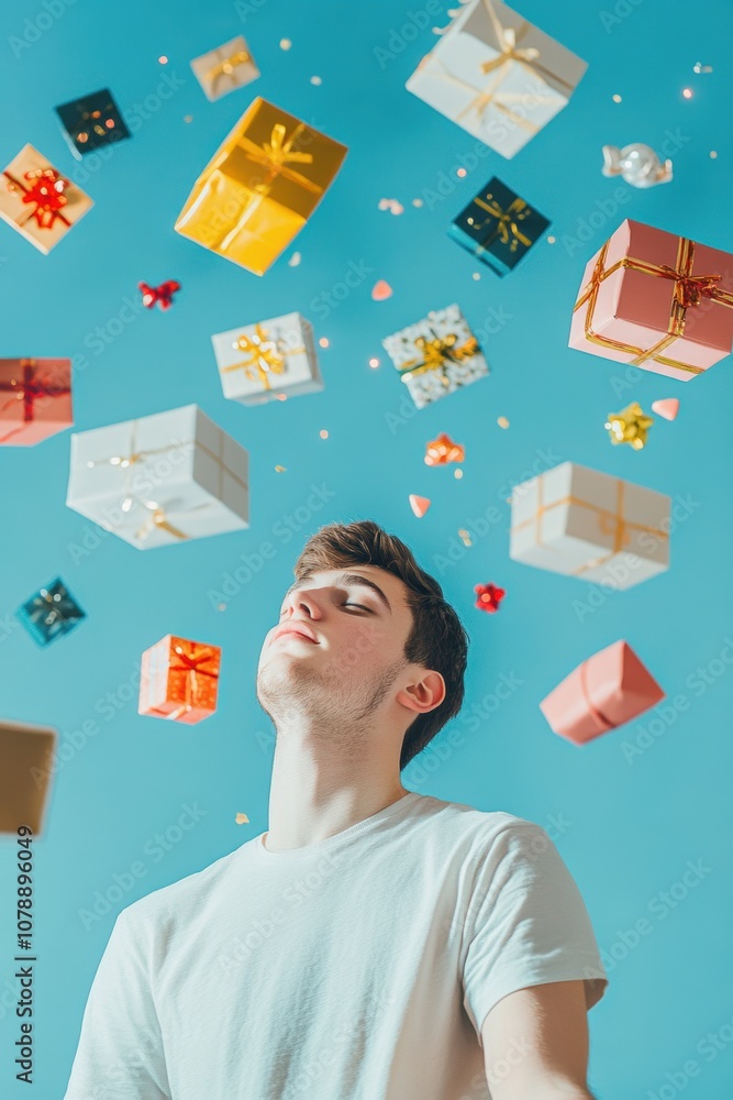 Happy man with gift box in holiday season. Happy man with gift box in holiday season.