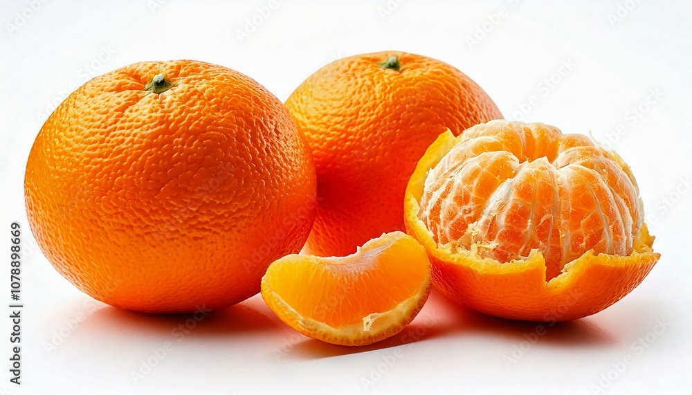 Freigestellte Orangen mit geschälten Segmenten – Vitaminreiches Obst für Gesundheitsprojekte Freigestellte Orangen mit geschälten Segmenten – Vitaminreiches Obst für Gesundheitsprojekte