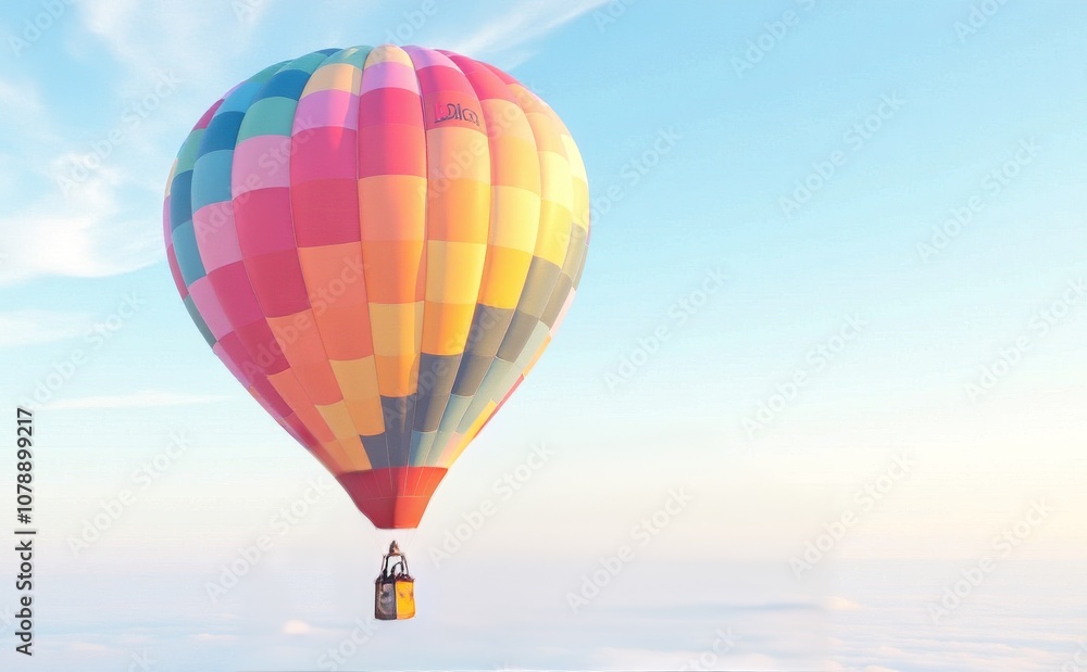 Naklejka premium Hot air balloon In Sky with clouds sunset background 