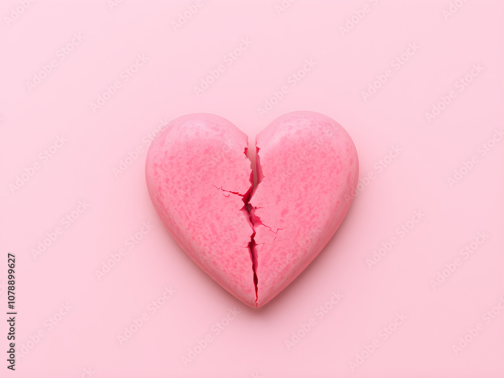 Pink broken heart on pink background Pink broken heart on pink background