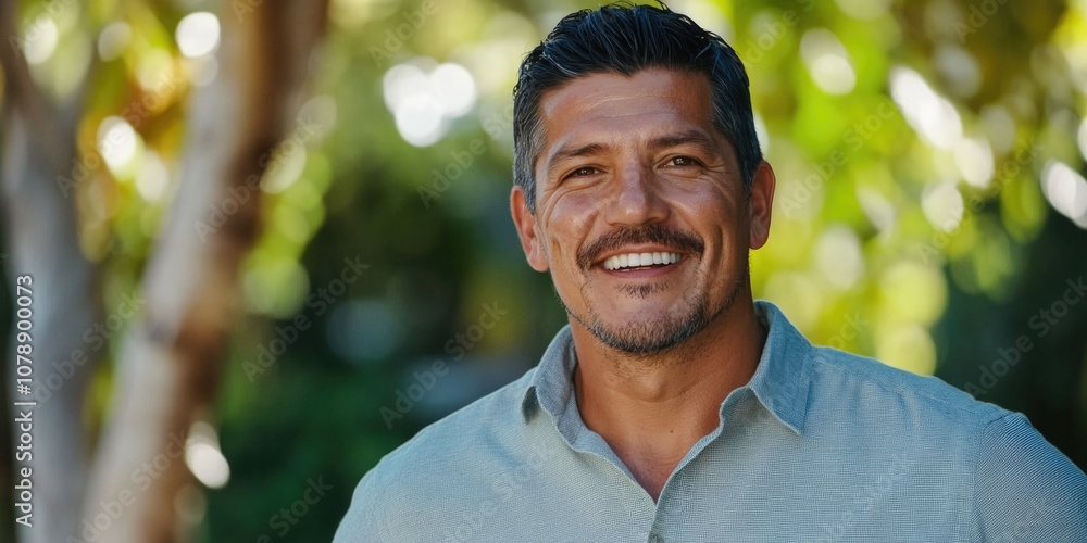 Smiling Man with Short Hair, Casual Attire Smiling Man with Short Hair, Casual Attire