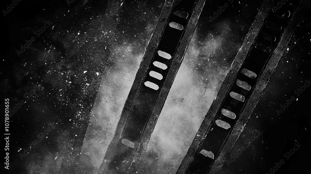 Obraz premium Film frame overlay effect with grain texture, dust particles and vintage grunge design. 