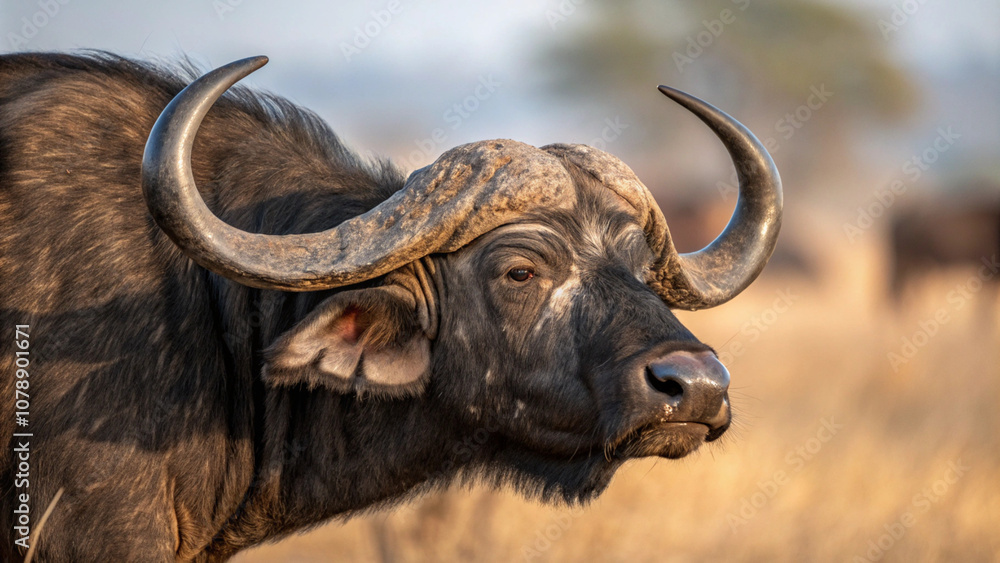 Close-up Portrait of a Black African Buffalo Bull Close-up Portrait of a Black African Buffalo Bull