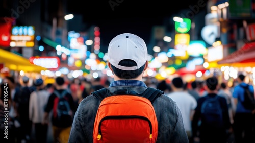 Wallpaper Mural Vibrant Night Market Scene with Colorful Lights Torontodigital.ca