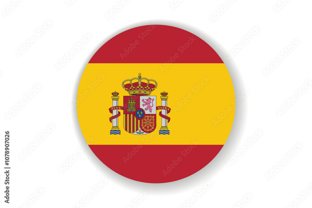 Glass light ball with flag of Spain. Round sphere, template icon. Spanish national symbol. Glossy realistic ball, 3D abstract vector illustration highlighted on a white background. Big bubble Glass light ball with flag of Spain. Round sphere, template icon. Spanish national symbol. Glossy realistic ball, 3D abstract vector illustration highlighted on a white background. Big bubble