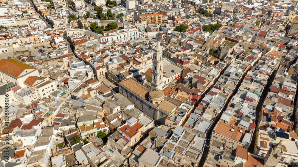 Fototapeta premium Aerial view of the church of San Domenico located in the historic center of Andria, in Puglia, Italy.