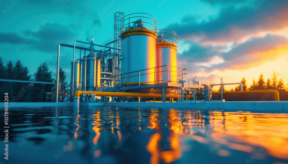 Obraz premium Enhancing sustainable water purification techniques with advanced industrial filtration systems