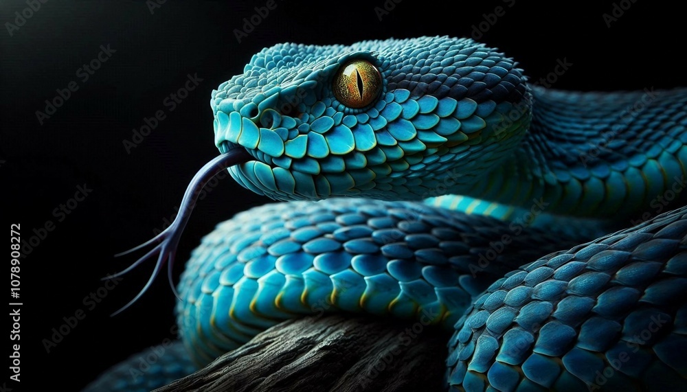 Obraz premium 鮮やかなブルーバイパーヘビ