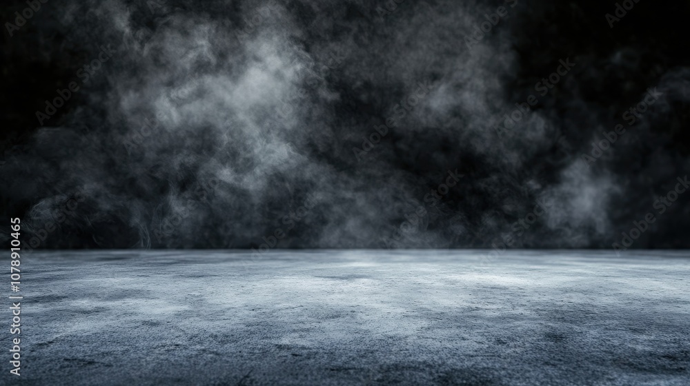 A moody, atmospheric backdrop with a textured gray floor and smoky mist creates a dramatic, mysterious ambiance. Ideal for video productions, performances, and artistic projects. A moody, atmospheric backdrop with a textured gray floor and smoky mist creates a dramatic, mysterious ambiance. Ideal for video productions, performances, and artistic projects.