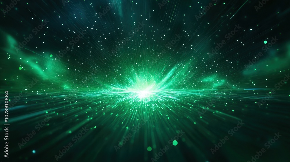 A captivating cosmic scene featuring vibrant green light rays and a starry backdrop, evoking a sense of depth and the infinite universe. A captivating cosmic scene featuring vibrant green light rays and a starry backdrop, evoking a sense of depth and the infinite universe.