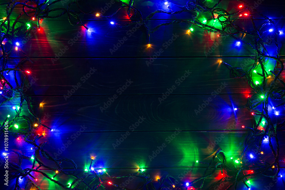Christmas background with lights and free text space. Christmas lights. Glowing colorful Christmas lights . New Year. Garland. Christmas background with lights and free text space. Christmas lights. Glowing colorful Christmas lights . New Year. Garland.
