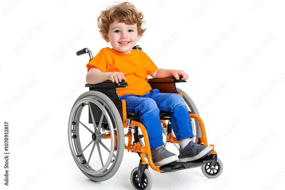 Handicapped happy kid boy sitting in a wheelchair Handicapped happy kid boy sitting in a wheelchair