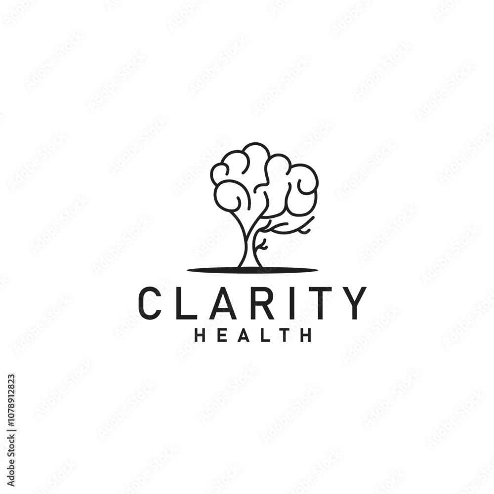 Minimal Brain tree roots medical logo design Minimal Brain tree roots medical logo design
